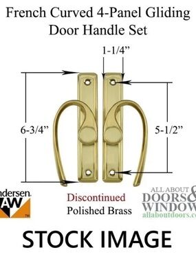 Andersen Polished Bright Brass French Curve Patio Door Handles (2) & Latch Lever